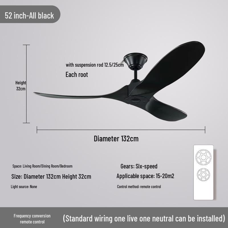 Nordic Silent Ceiling Fan Light with Wood Grain for Coffee Shop or Restaurant Decor