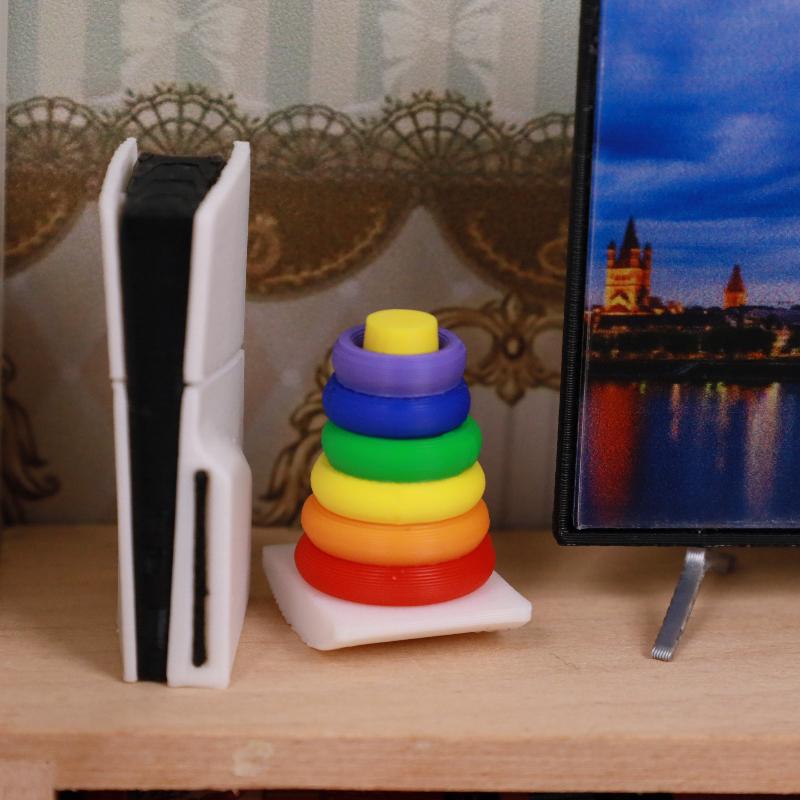 2 Sets Dollhouse Early Learning Rainbow Stacking Toys Puzzle Development Intelligence Rainbow Tower Baby Toy Gift Stack Ring