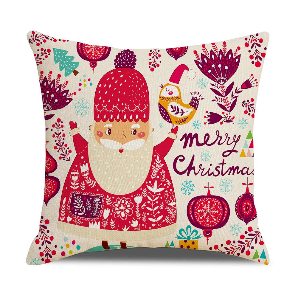 Home Christmas Decorative Pillowcase Bedroom Living Room Sofa Cushion Cover Santa Claus Elk Dwarf Printed