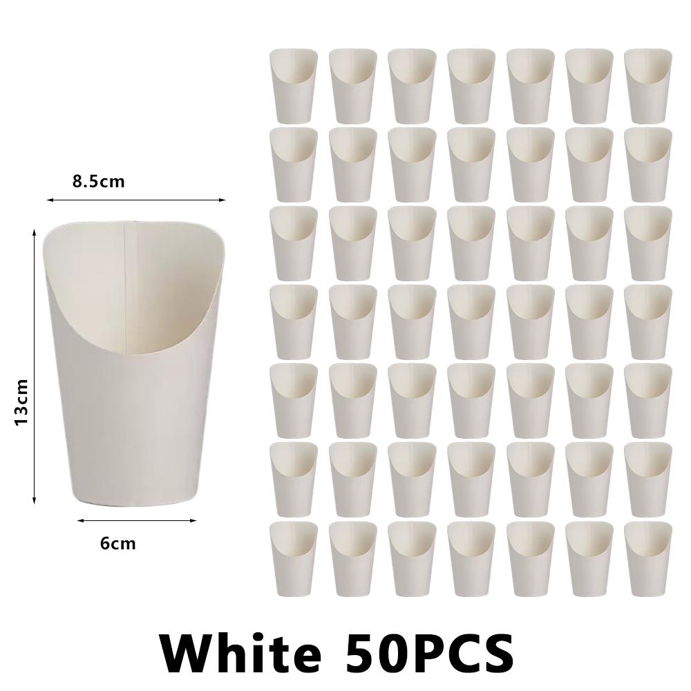 

50/100 шт. Стаканчики для картофеля фри Одноразовые Крафт-бумажные Держатели для картофеля фри Стаканчик для закусок Коробка для картофельных чипсов Принадлежности для дня рождения As Shown