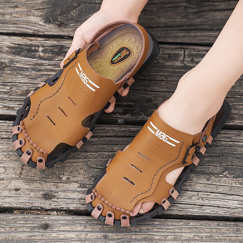 Men Hiking Sandals Khaki Summer Outdoor Wide Palm Black Blue Beach Shoes Close Toe Sport Sandals