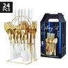 Western 24-Piece Stainless Steel Cutlery Set with Knife Holder Gift Box