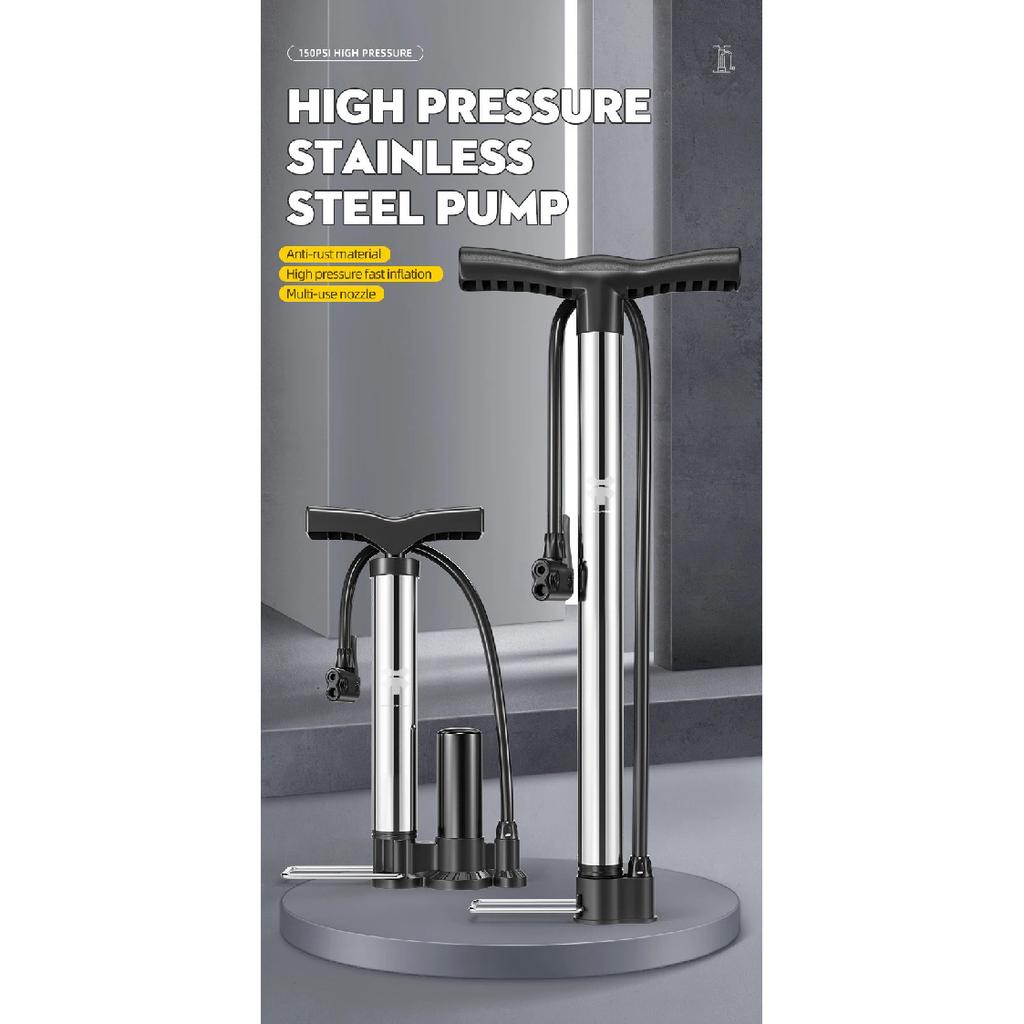 Xunting Bike Floor Pump MAX 130PSI Powerful and Ergonomic Inflator for Road and MTB Bikes - Schrader and Presta Valve Compatible