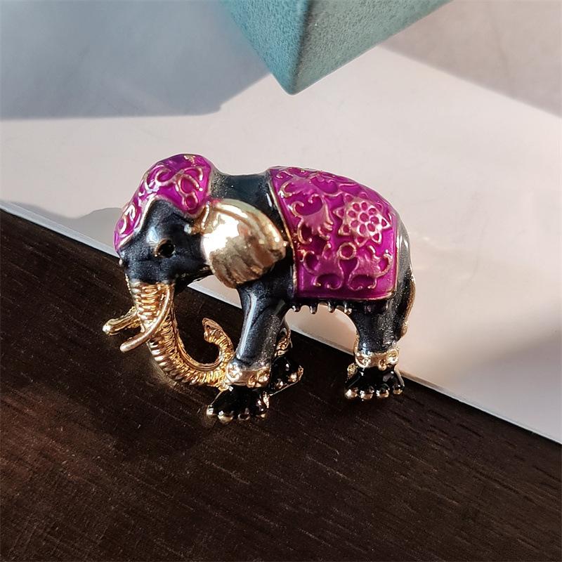 Enamel Colored Elephant Brooch Shirt Mini Elephant Brooches For Women's Pins Chest Flower Collar Pin Sweater Jewelry