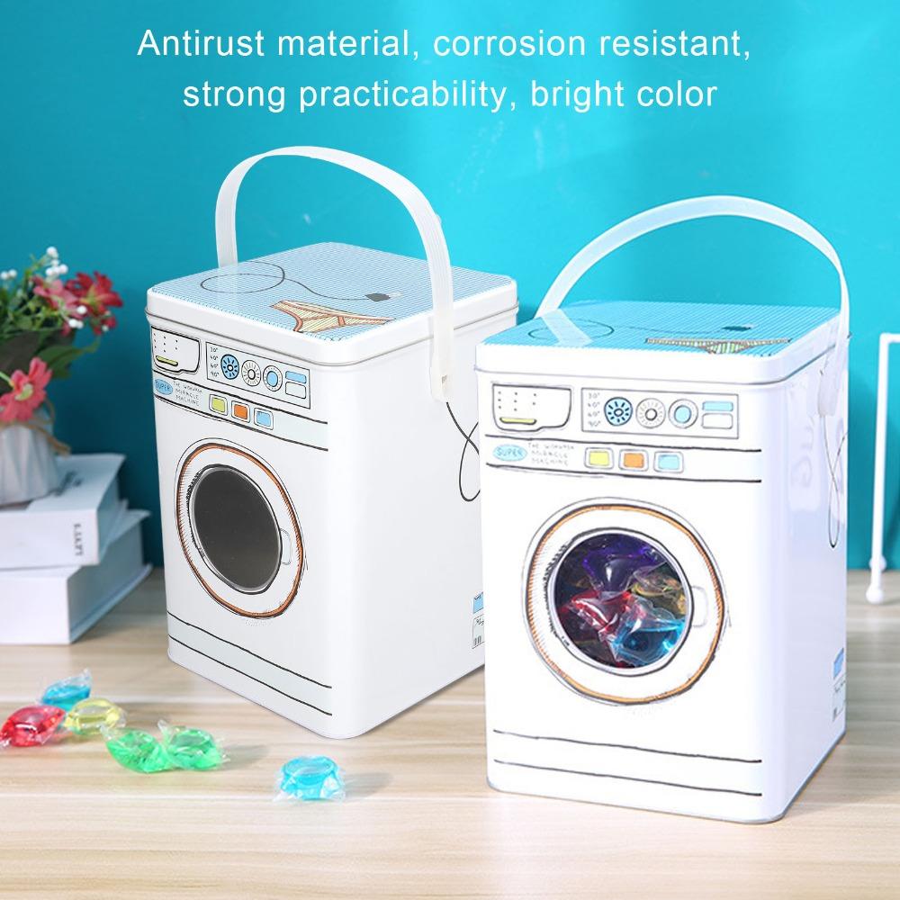 1pcs White Color Laundry Detergent Container Decorative Storage Tin Household Storage