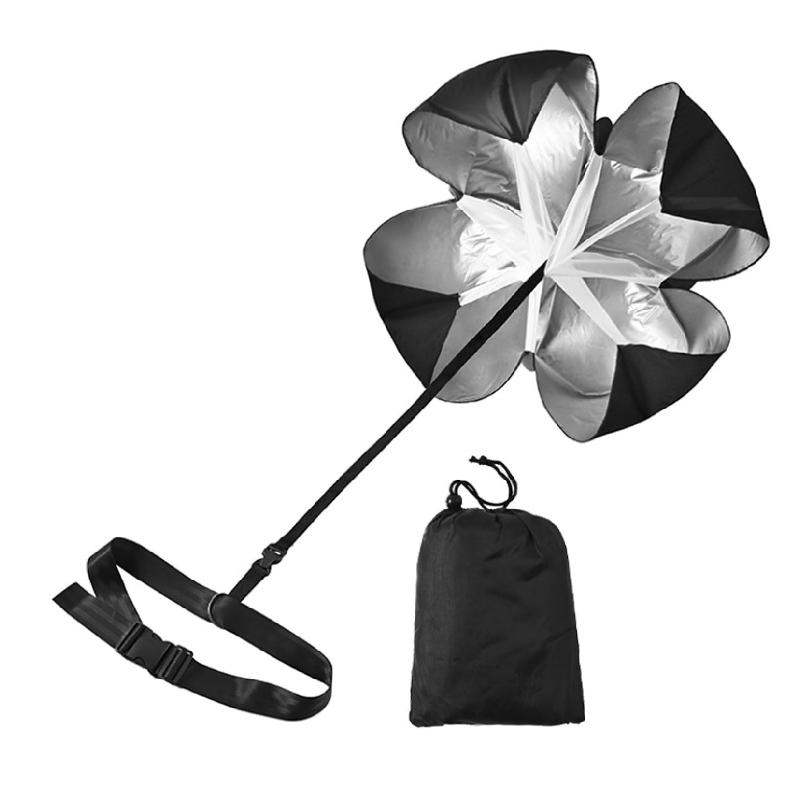 

CAWKAY Resistance Parachute for Track and Field Training, Speed, Soccer, Futsal, Strength Training, Leg and Hip Explosion (Black, 143cm, Detachable)