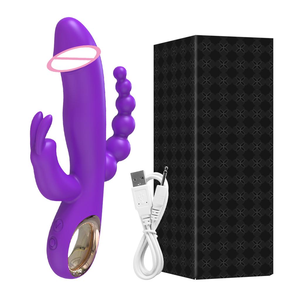 Rabbit Thrusting Vibrator for Woman 3 in 1 G Spot Clitoris Stimulator Vagina Massager Female Masturbator Backyard Anal Sex Toy
