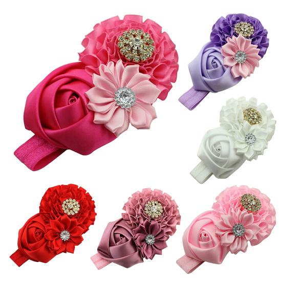 Cute Flower Pendant Rhinestone Rose Pendant Hairband for Birthday Party