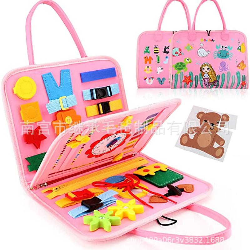 

Монтессори Учебные пособия Детская фетровая обучающая доска для одевания Интеллектуальное развитие Обучающие игрушки 23*25*5 розовый