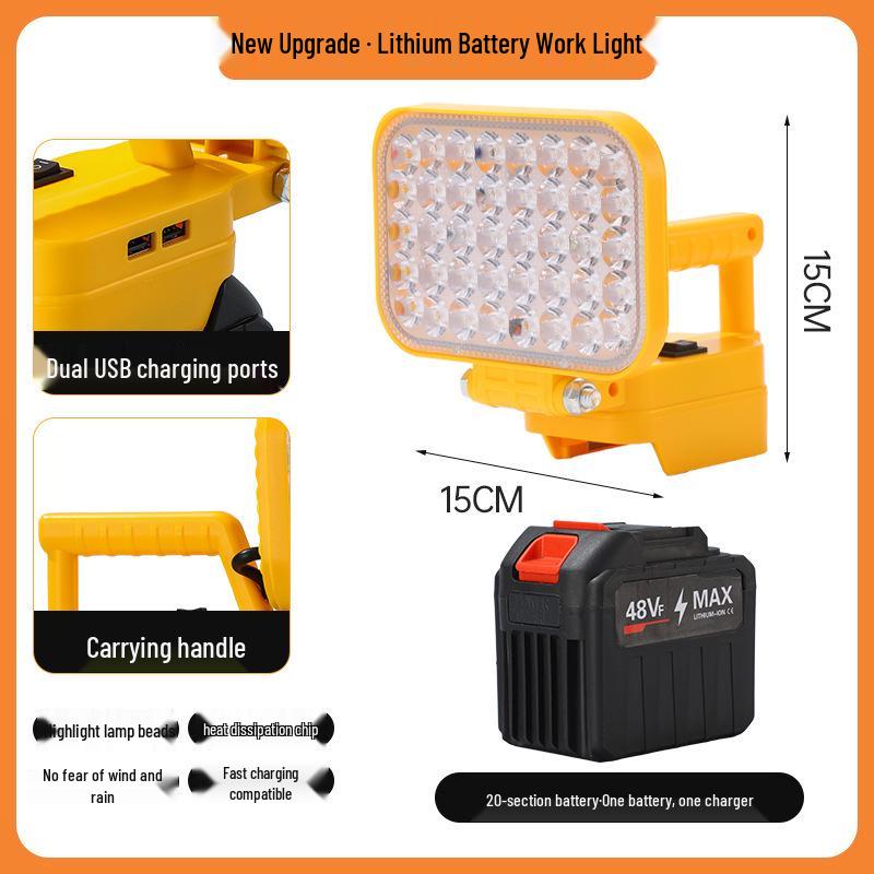 Portable Emergency Lithium Battery Floodlight for Camping, Construction, and Car Repairs