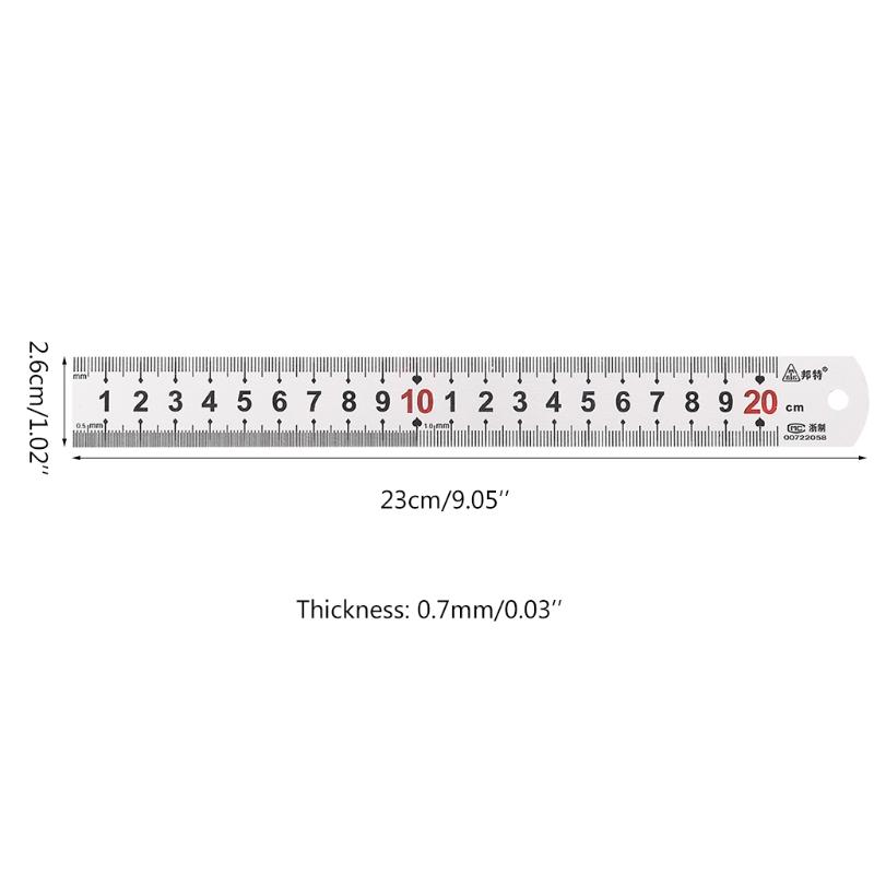 Metal Precision Ruler Stainless Steel Straight Ruler 20cm Steel Ruler Measuirng Tool for Office Learning Drawing