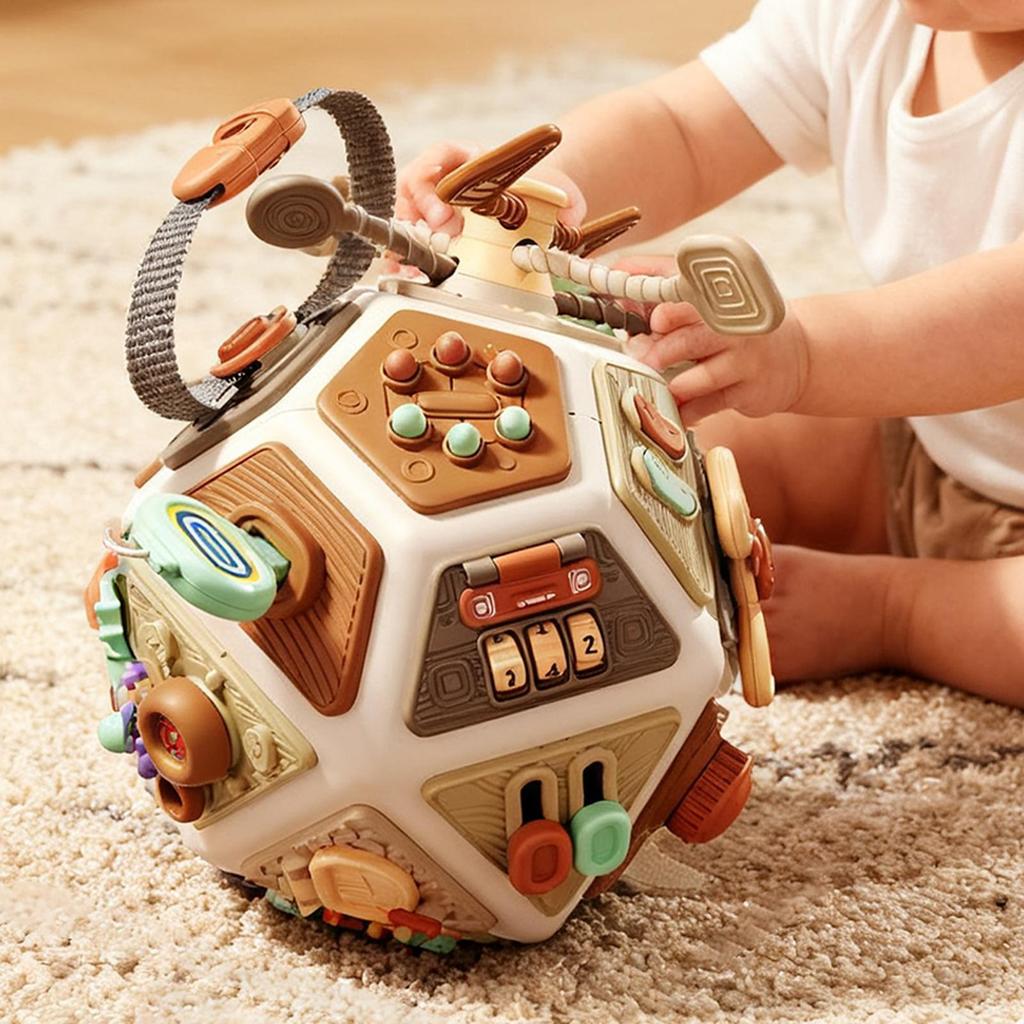 Educational Baby Busy Cube Toys Parent-Child Interaction Activity Busy Cube Sensory Toys for Toddler for Carseat Plane Travel