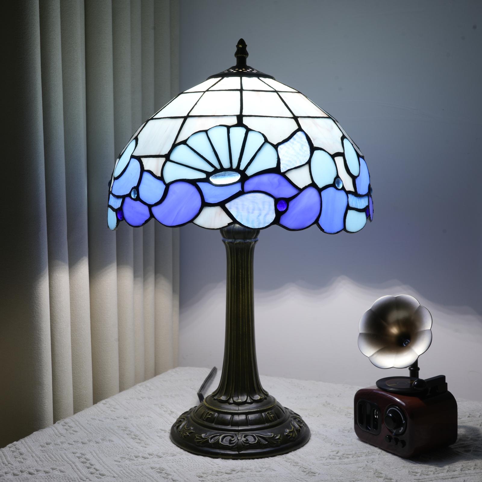 

12-дюймовая настольная лампа из витражного стекла с абажуром из ракушек в виде пчелы и волны, декоративное освещение для дома, офиса, настольные лампы UK