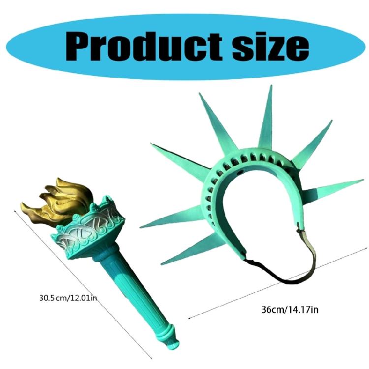 Déguisement Statue de la Liberté pour Femme Halloween Bandeau Couronne Statue de la Liberté Accessoires Torche Statue de la Liberté