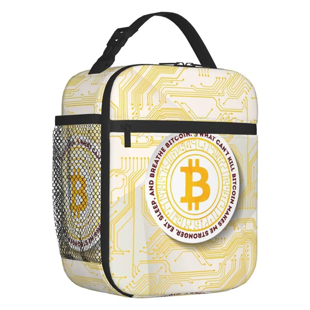 Custom Bitcoin Digital Currency Lunch Bag Women Cooler Warm Insulated Lunch Boxes for Kids School