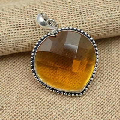 Honey Topaz Gemstone 925 Sterling Silver Handmade Charming Pendant Jewelry For Her