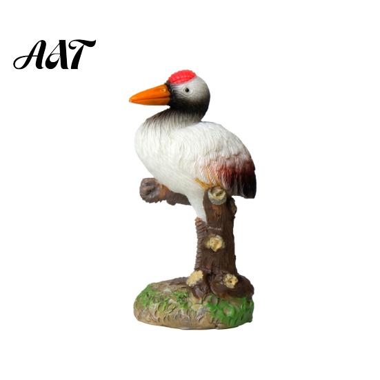 Micro Landscape Decorative Figurines Resin Red-Crowned Bird Figurines, Realistic Statues with Rock Base, Mini Outdoor Rockery Landscaping