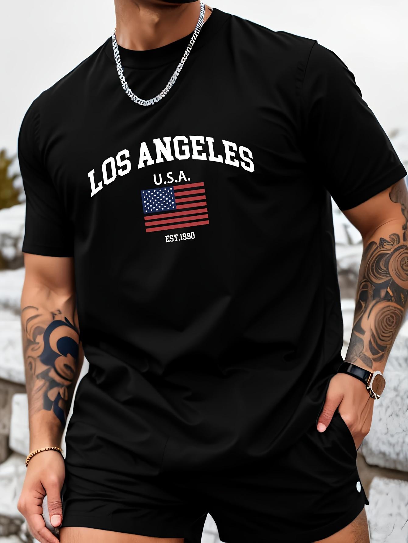 

Men s Los Angeles Flag Casual Versatile T-Shirt S