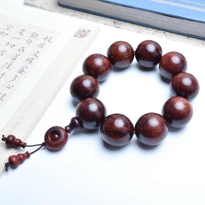 Venus Old Material Small-Leaf Red Sandalwood Prayer Beads Chain - High Oil Density, Unisex, New Chinese Style Decoration Gift