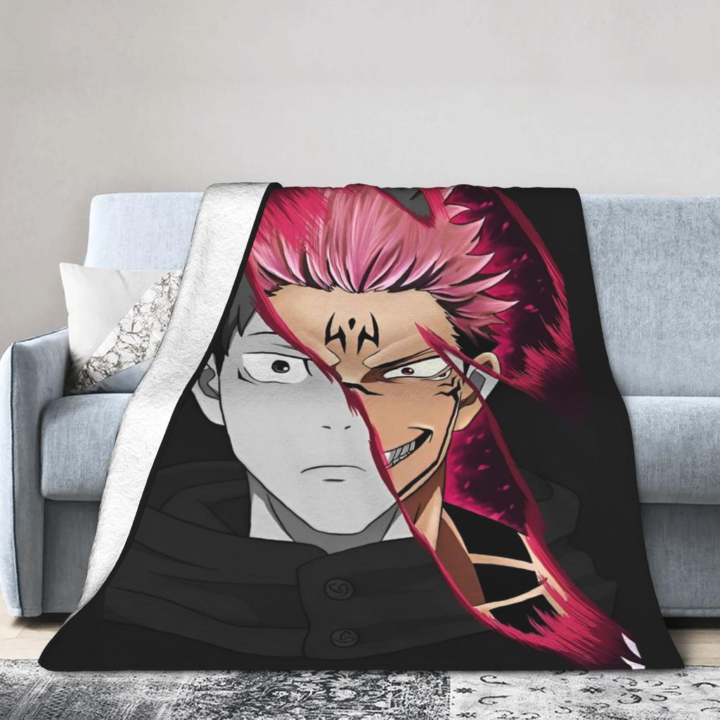 Yuji x Sukuna Blanket Jujutsu Kaisen Flannel Awesome Warm Throw Blankets for Coverlet Decoration,