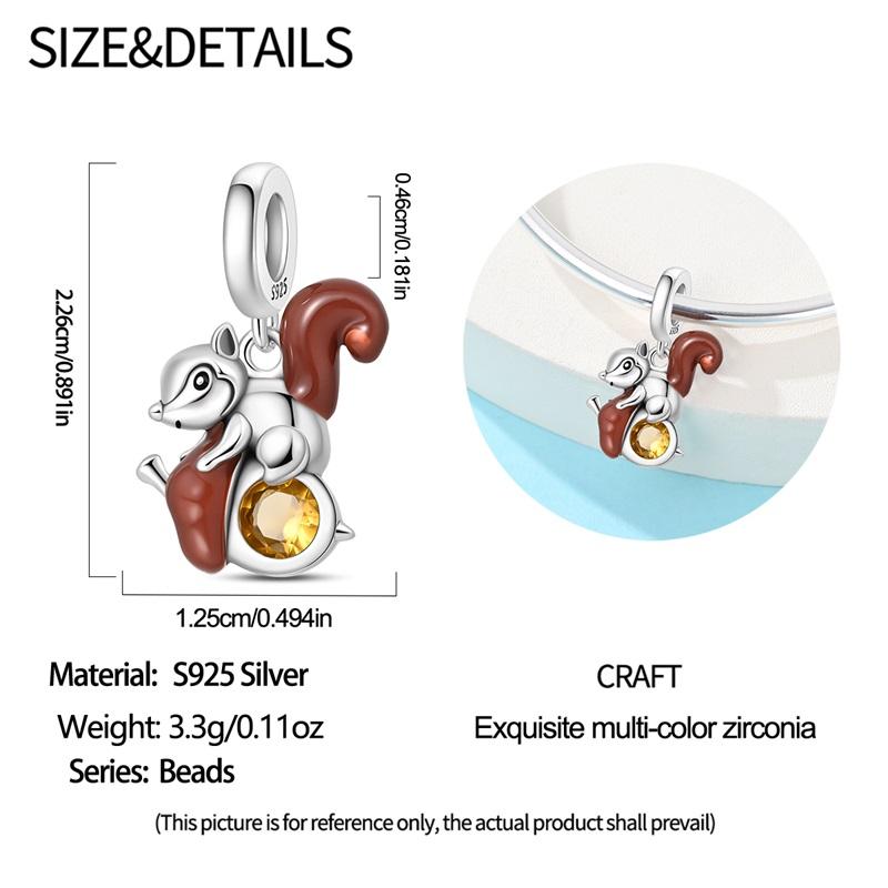 Copper Craft Autumn Squirrel Pendant Charms Jewelry Fit Authentic Bracelet Necklace Ideal For Women Handmade Gift