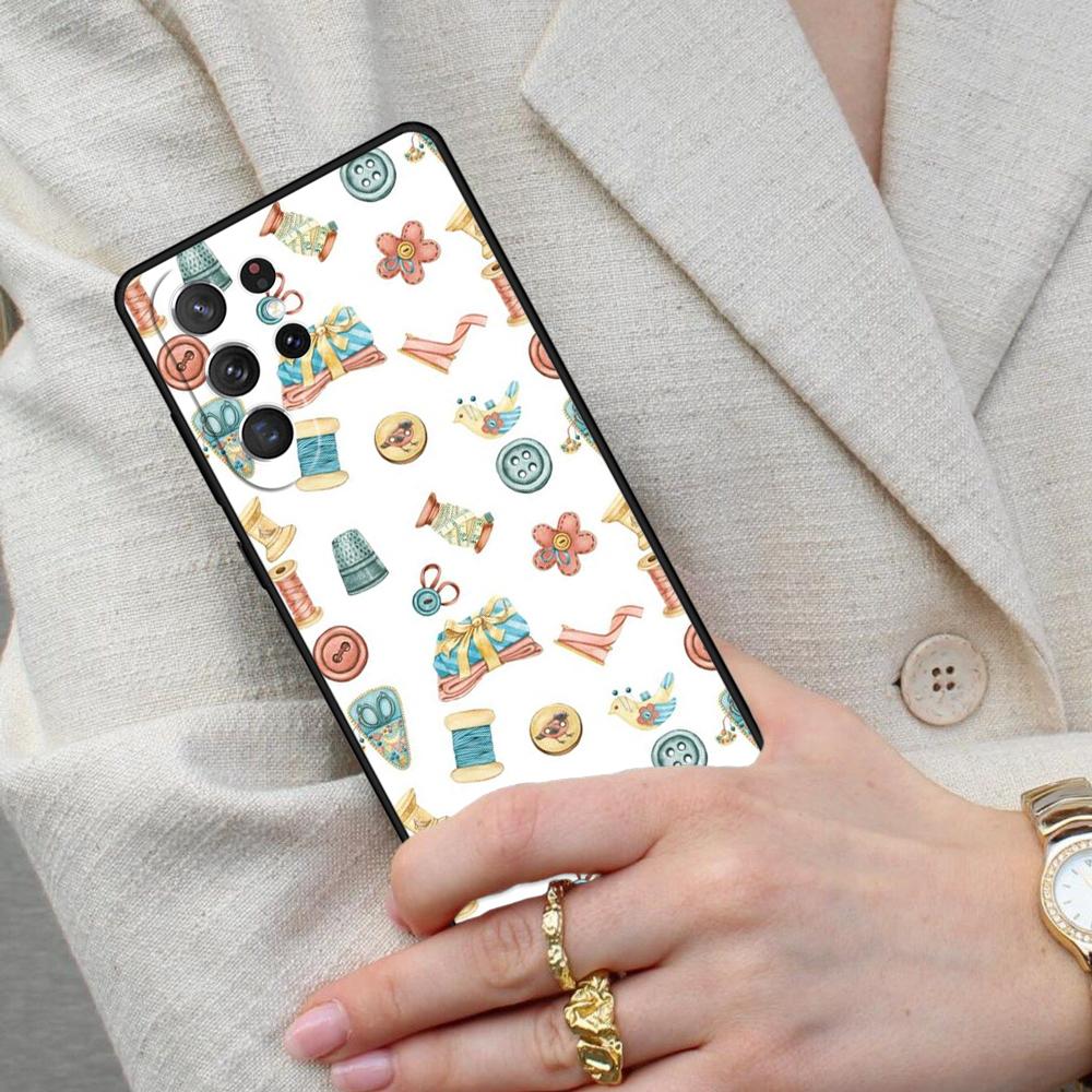 sewing machine tailor pattern Cell Phone Case for Samsung Galaxy S26 Ultra S25 S24 S23 S22 S21 S20 Note10 Cover