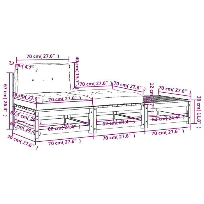 VidaXL Canapé de Jardin sans Accoudoirs avec Coussins et Repose-pieds, Siège avec Dossier, Meuble de Terrasse Patio 838146