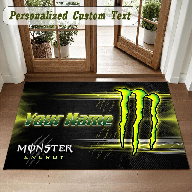 Kristall Samt Quadratischer Teppich Benutzerdefinierter NameMonster Energy Muster Rutschfest Zuhause Boden Dekor Teppich
