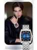 OFNS Men's Trendy Quartz Wristwatch: Steel Band, 3D Scale, Business Casual, Waterproof, Luminous.
