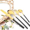 Jankng 16 sztuk czarne sztućce złote szwy zestaw obiadowy ze stali nierdzewnej kuchnia strona główna zachodnie zestaw sztućców nóż widelec łyżki zestaw zastawy stołowej