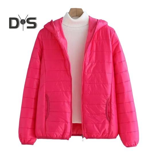 Fall Winter Women Jacket Thick Padded Warm Windproof Soft Zipper Closure Loose Cardigan Hooded Long Sleeve Lady Down Coat