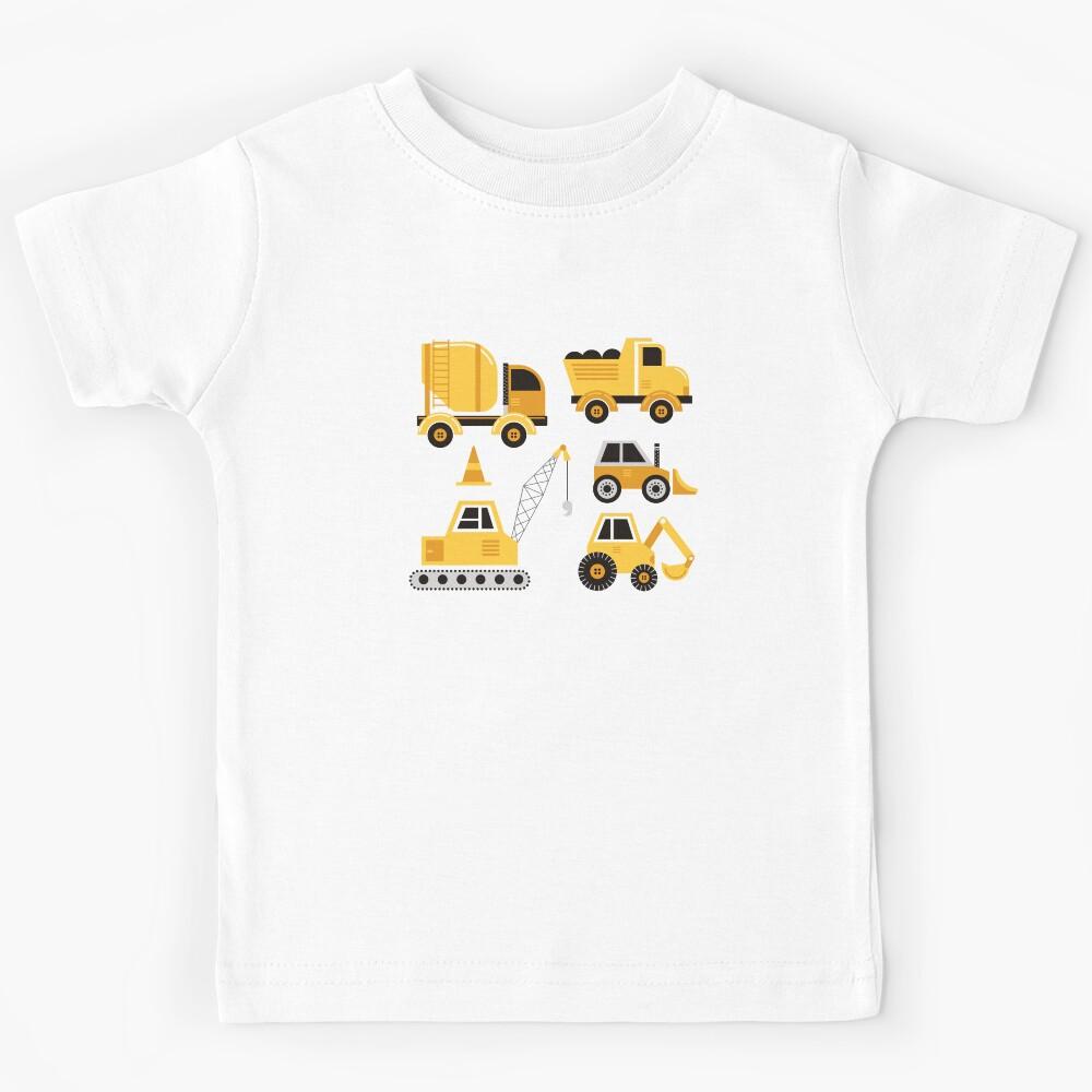 Construction Trucks on Gray Kids T-Shirt 150