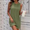 Damen Sommer Hoodie Kleid Ärmellos Mit Kordelzug Kapuze Sweatshirt Tunika Minikleid Lässig Kurz Tanktop Kleid