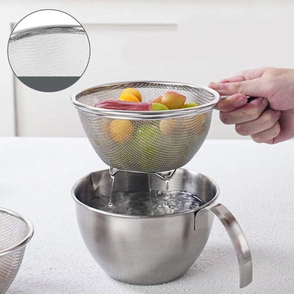 2Pcs/set Rust Proof Stainless Steel Colander Fine Mesh Food Strainer  Food Prep
