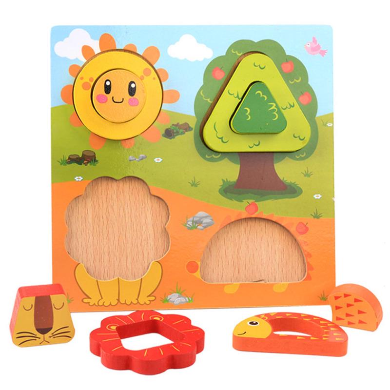 Wooden Puzzle Toys 3D Puzzle Drawing Board Educational Wood