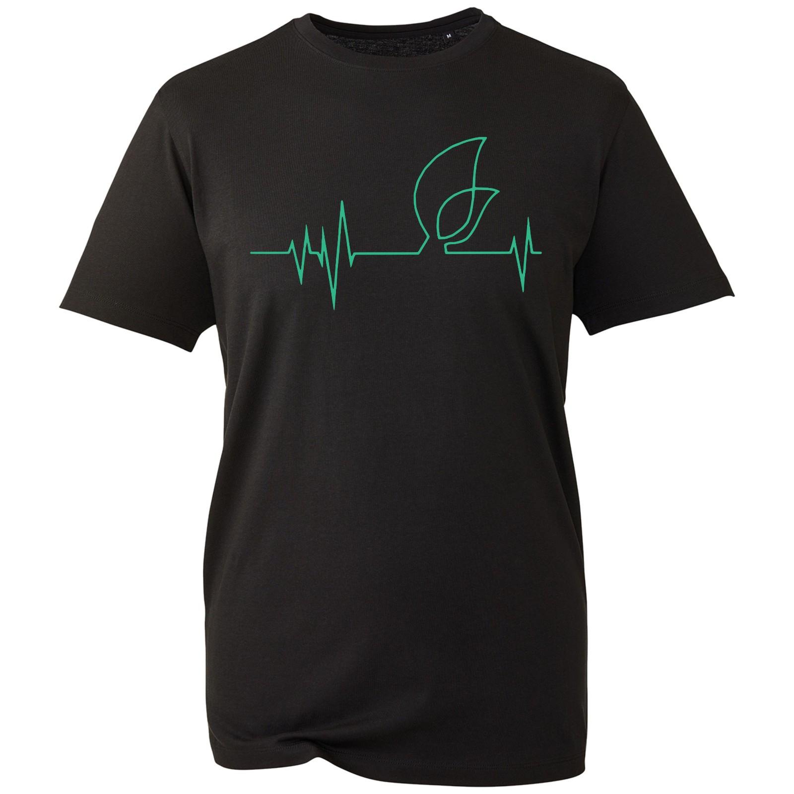 Leaf Heartbeat T-shirt Vegetarian Lifeline Green Plant Top Men s Unisex Gift Tee S