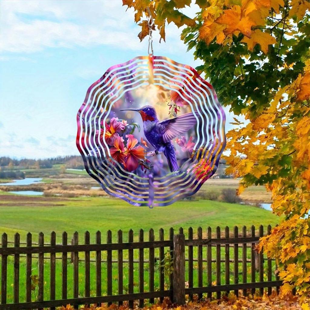 3D Stainless Steel Hummingbird Wind Spinners: Indoor/Outdoor Decor, Yard Art, Garden Decoration, Thanksgiving Decor - 25.4 cm Kinetic Sculpture