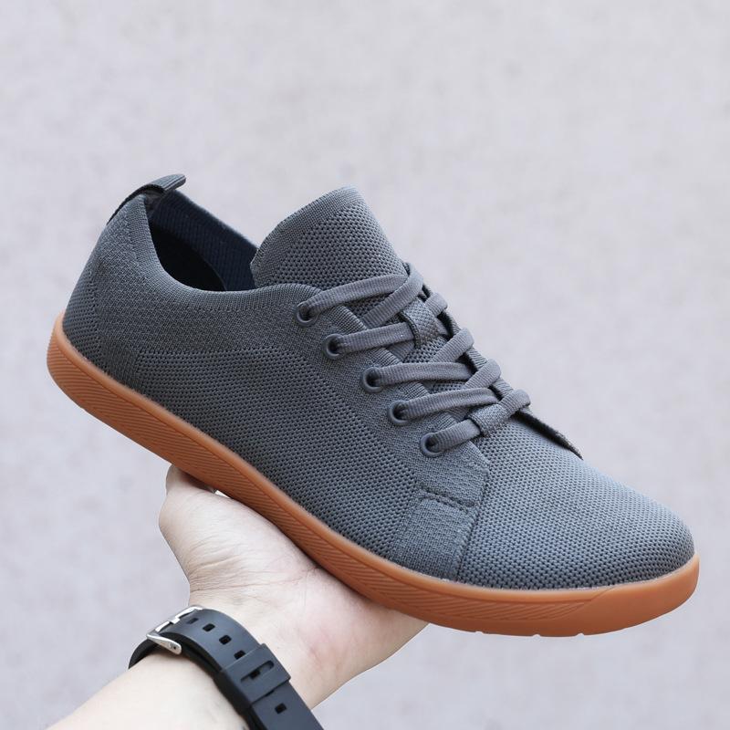 

Fashion Male Casual breathable shoes Outdoor non slip Men Barefoot Soft Sole Flats Non Slip Walking Footwear Plus Size Comfort Sneakers 36 темно серый