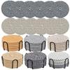 6Pcs Heat-resistant Woven Round  Coaster Set with Holder Tableware Mat Cup Coaster  Household