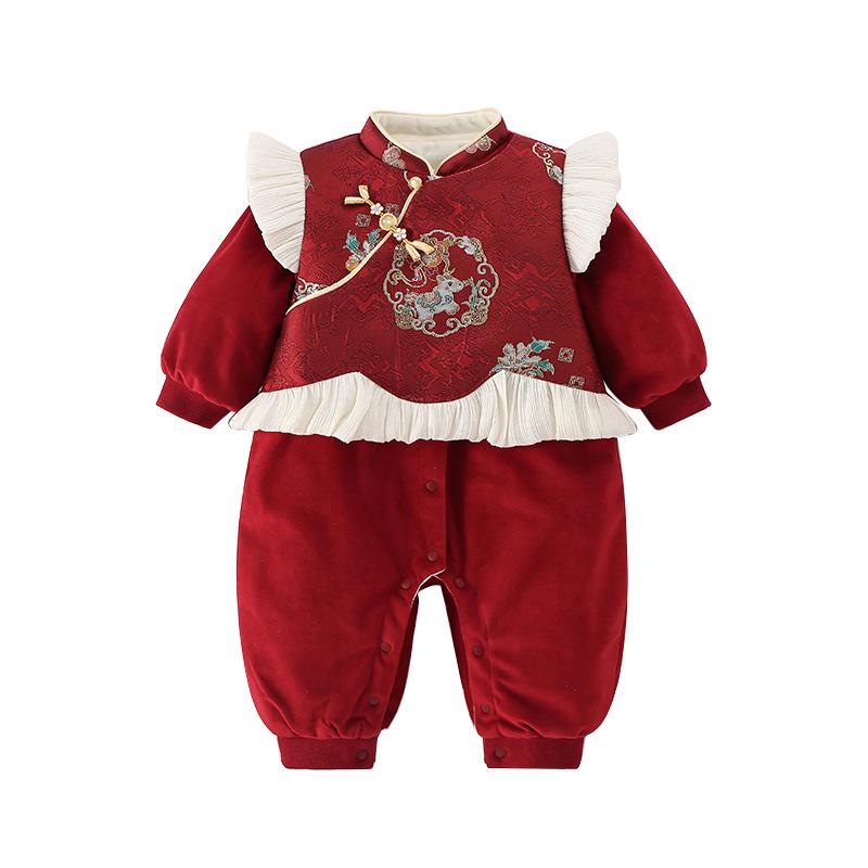 Autumn/Winter Children's Clothing: Baby Romper, Birthday Dress, Fleece Harem Pants.