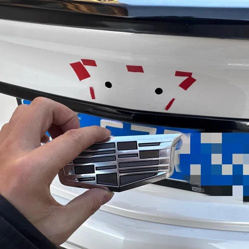 AABHT1 2Pcs 19.3x7.5cm 11.9x4.6cm 3D Car Emblem Logo Stickers For Cadillac XT6 Front Rear Center Trunk Badge Exterior Accessories