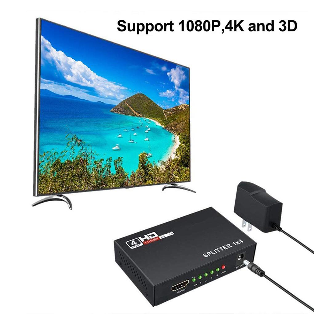 4-in-1 HDMI-kompatibler Hub-Adapter-Splitter Heim-Büro Hotel Tragbarer Computer Fernseher Konverter Elektronikzubehör