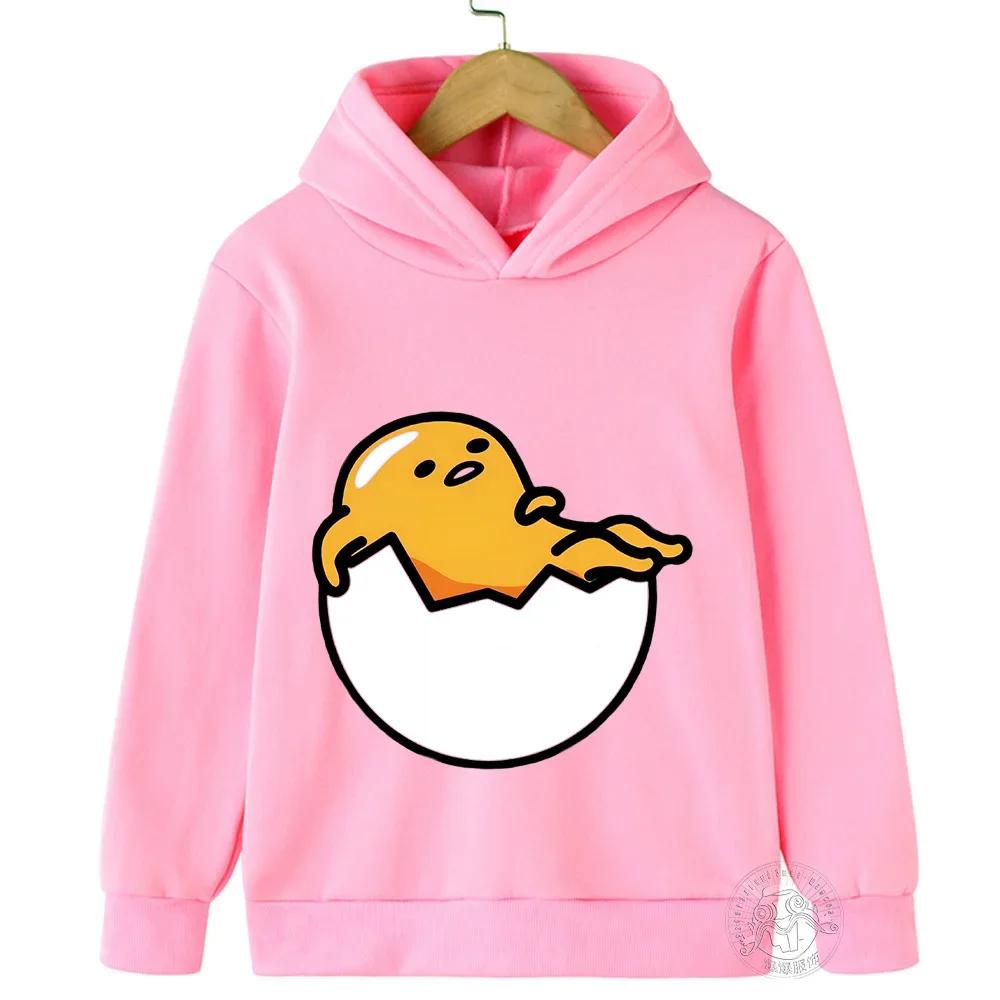 

Осінньо-зимові мультяшні худі з принтом персонажа Гудетама, повсякденні теплі спортивні з довгим рукавом, дитячі, для хлопчиків і дівчаток, дитячі унісекс толстовки з капюшоном 110