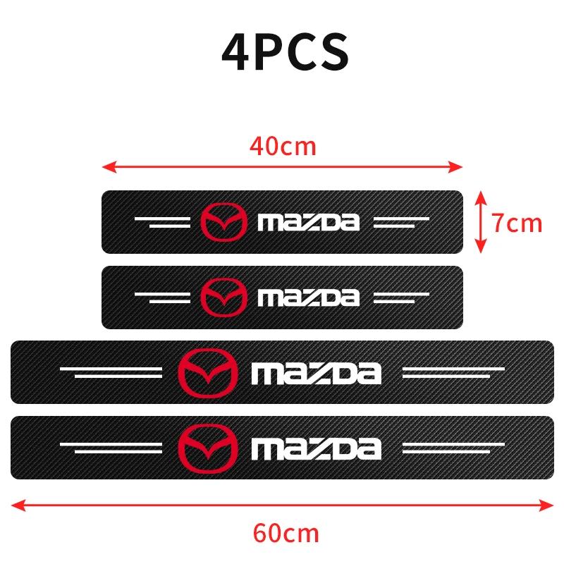 2025 Hot 4Pcs Car Carbon Fiber Door Sill Protector Stickers for Mazda 3 CX3 CX4 CX5 CX7 CX8 CX9 CX30 RX7 Atenza Axela Auto Acces