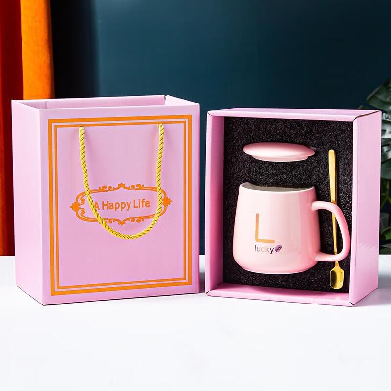 HANDUNYOU Lucky Pink Glass Cup Gift Set