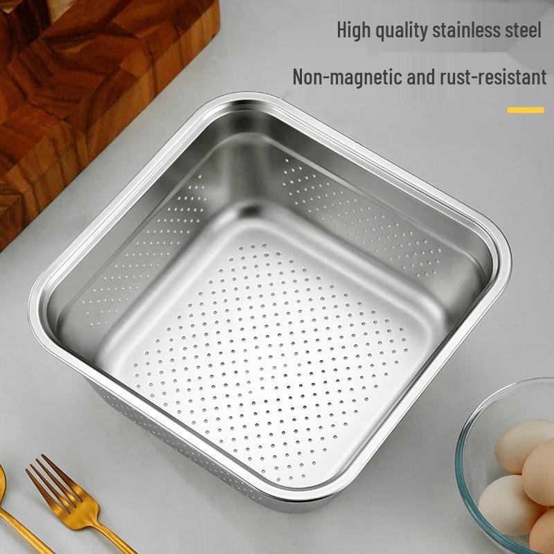 Stainless Steel Square Colander & Mixing Bowl