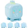 Dinosaur Digital Alarm Clock for Kids - Cute and Fun - 2 Alarms, Night Light and Music Reminder - Blue