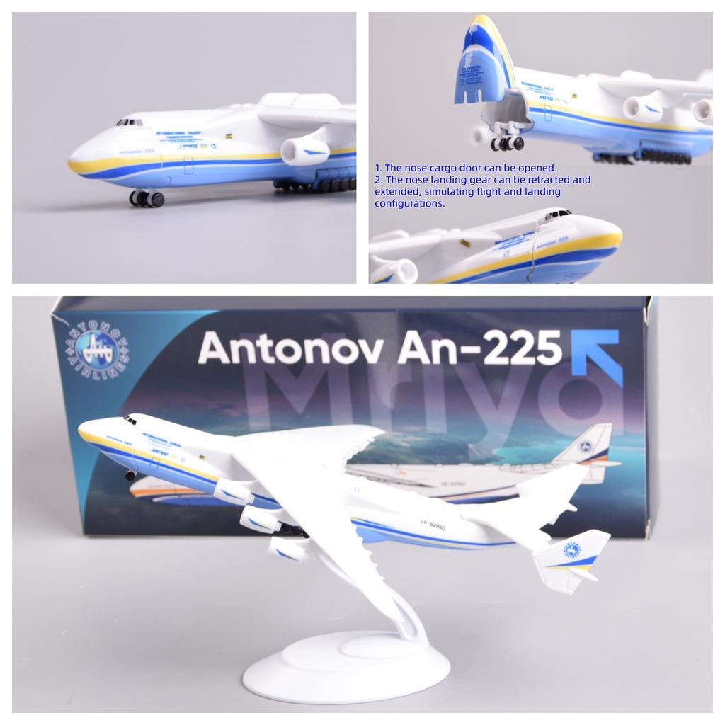 Modello Aereo da Trasporto An 225 Mriya in Scala 1/400 21CM Resina Aereo con Ruote Doppie Cabina Apribile