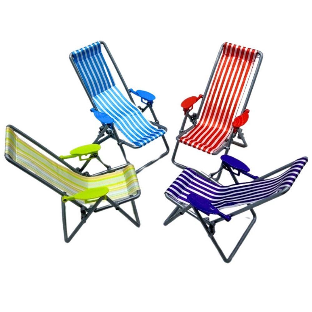 Mini Foldable Beach Chair Model 4 Colors Casual Reclining Chair  Outdoor Dollhouse