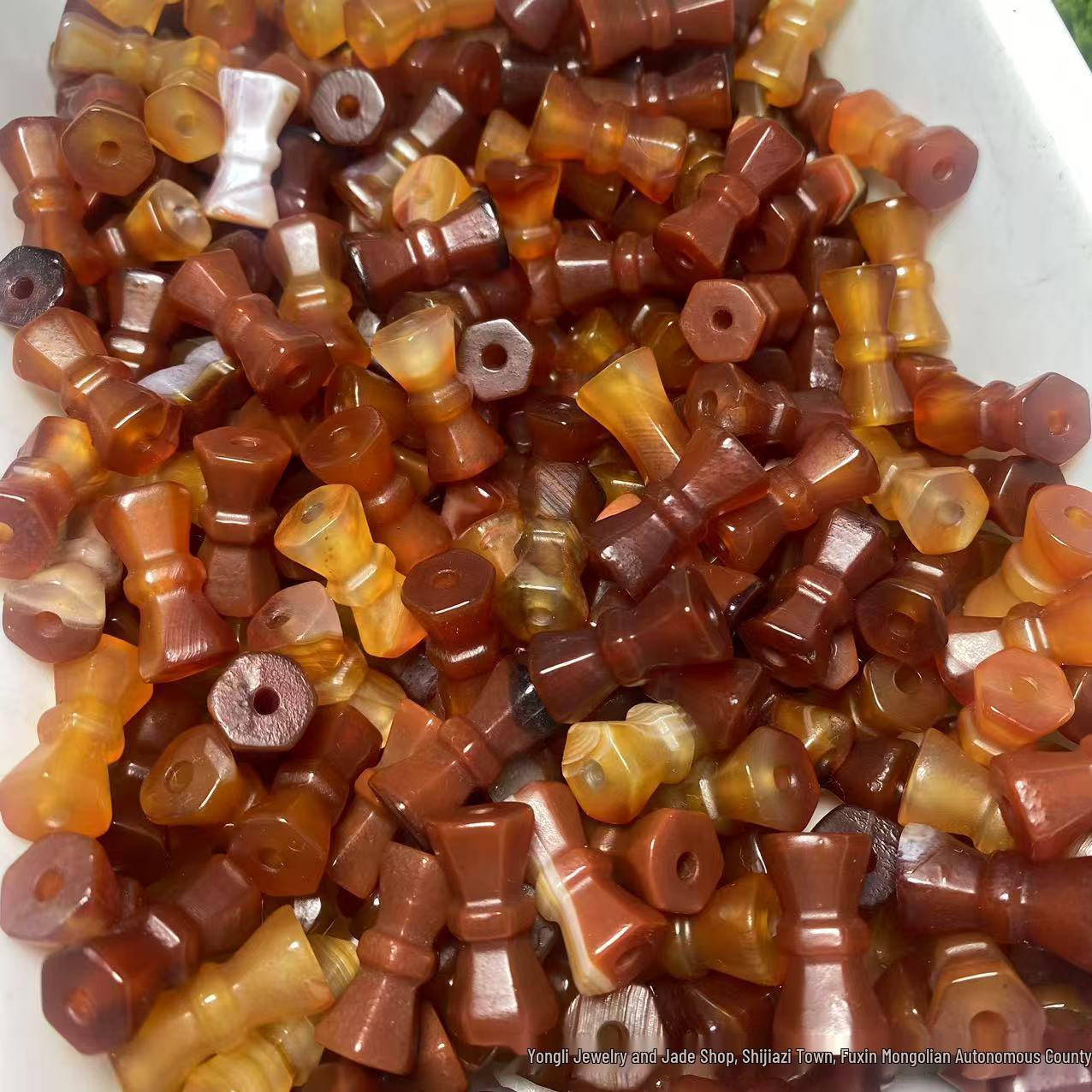 Red Meat Striped Agate Bow Accessory DIY Handmade Video Parts Loose Beads 20*8MM Red Agate